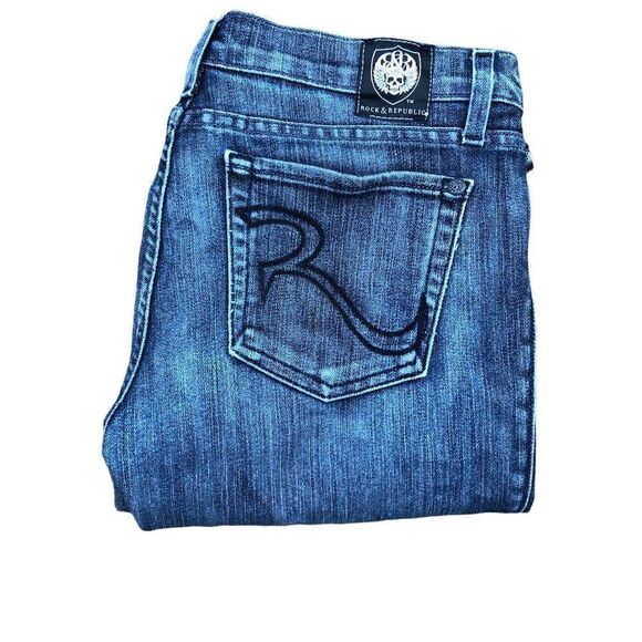 Rock & Republic Embroidered Jeans Size 31 Blue - Picture 7 of 9